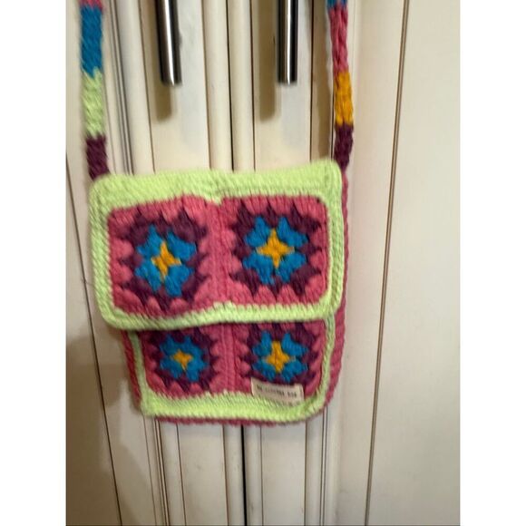 Zara Women's Flap Crochet Floral Sling Crossbody Bag Multicolor Small - Picture 3 of 9